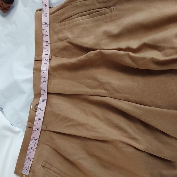 Bachrach Mens Tan Pleated /Cuffed Hem Dress  Office Trousers Silk Wool Sz.35X30 - Picture 9 of 13